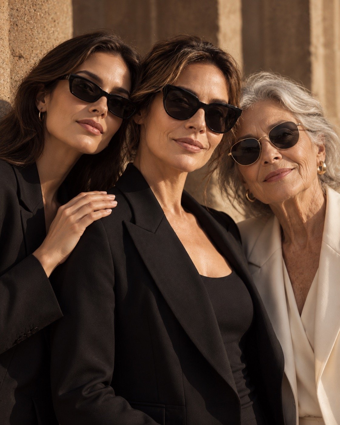 Abuela, madre e hija con gafas de sol